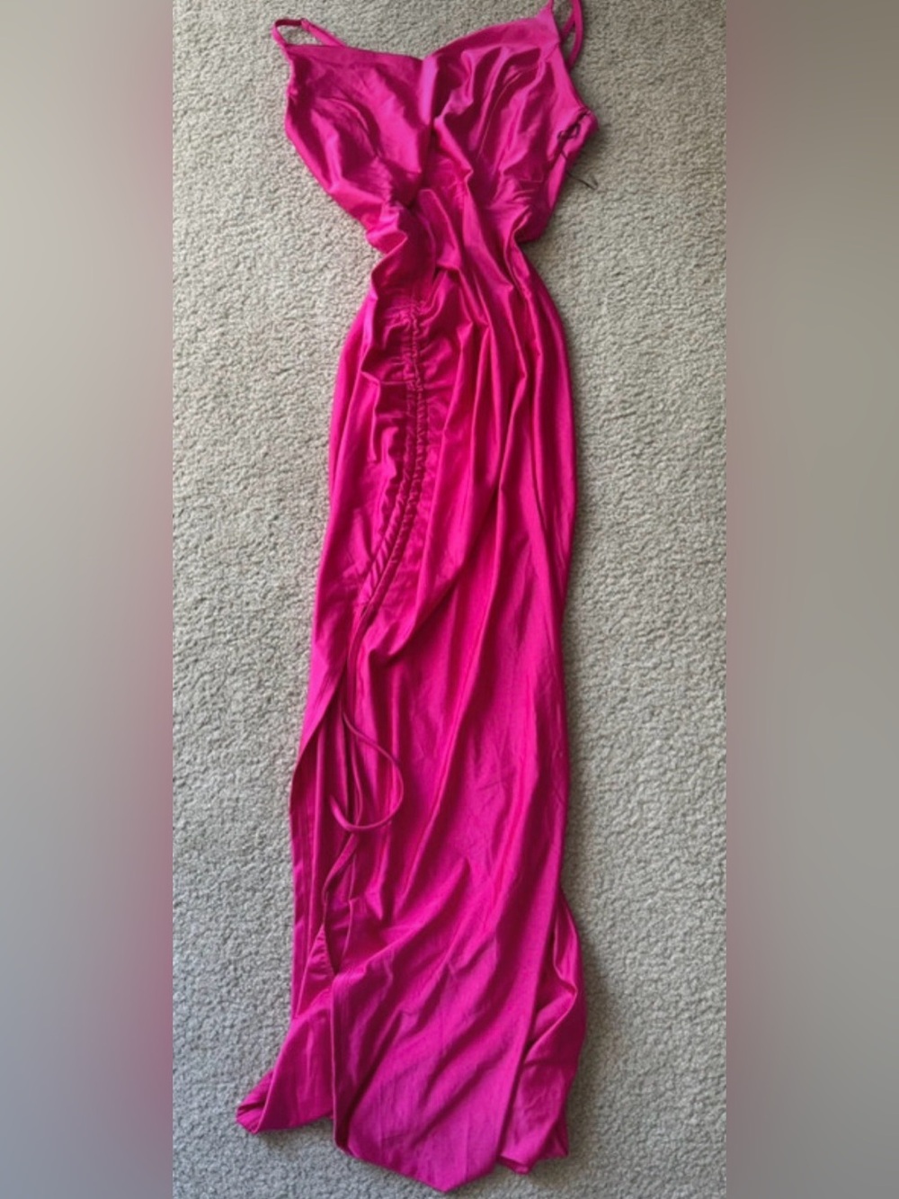 iris Hot Pink Maxi Dress with Side Ruching y2k party night out